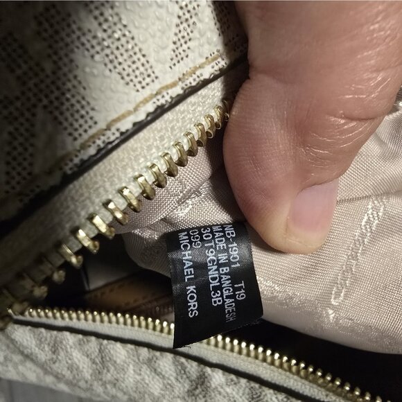 Michael Kors Lexington MK Signature Cream Brown Tote Shoulder Bag Tote Purse - Picture 9 of 12